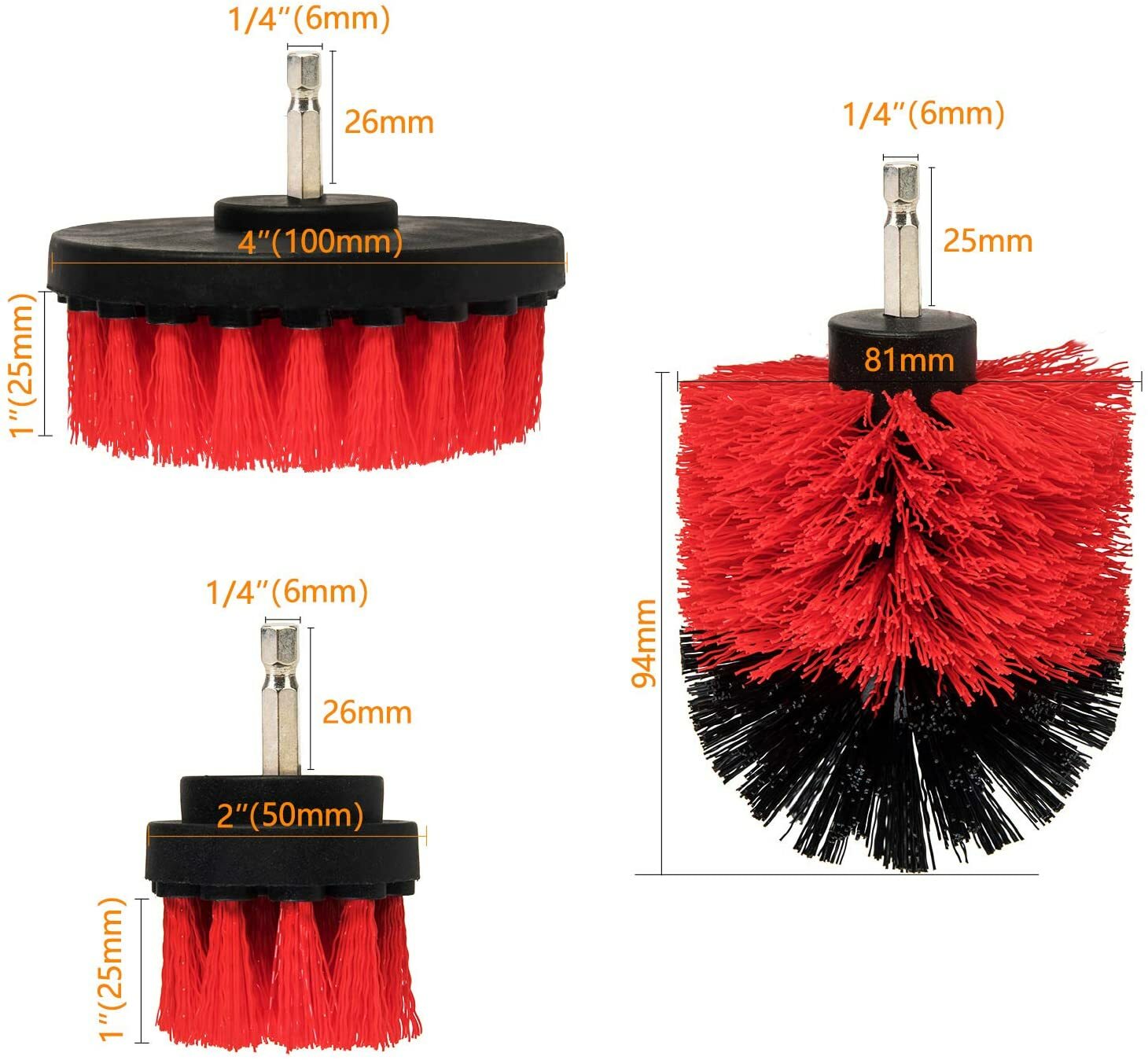 3PCS Drill Brush Power Scrubber Drill Attachments For Carpet Tile Grout Cleaning