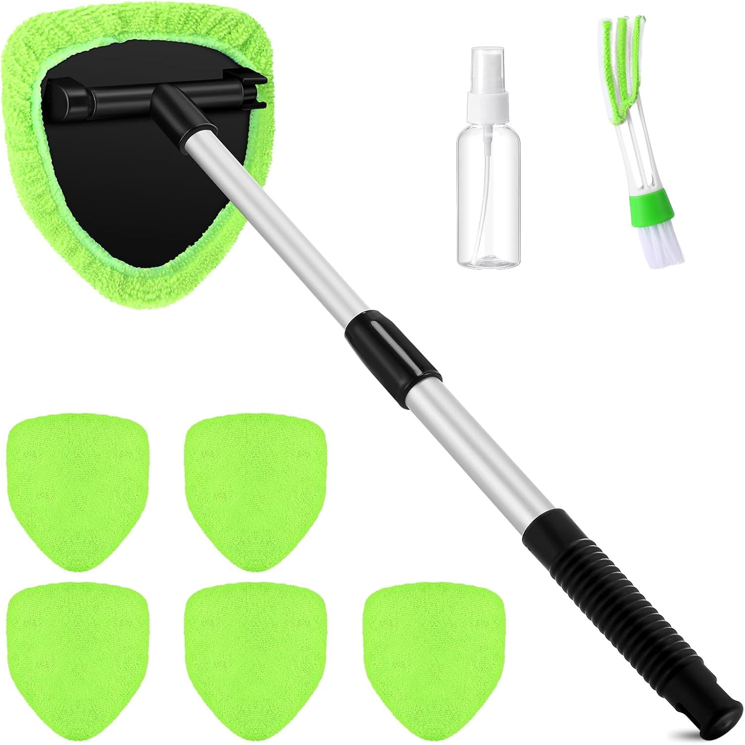 8 Pcs Car Windshield Cleaner Tool Kit with Extendable Handle, Microfiber Towel P