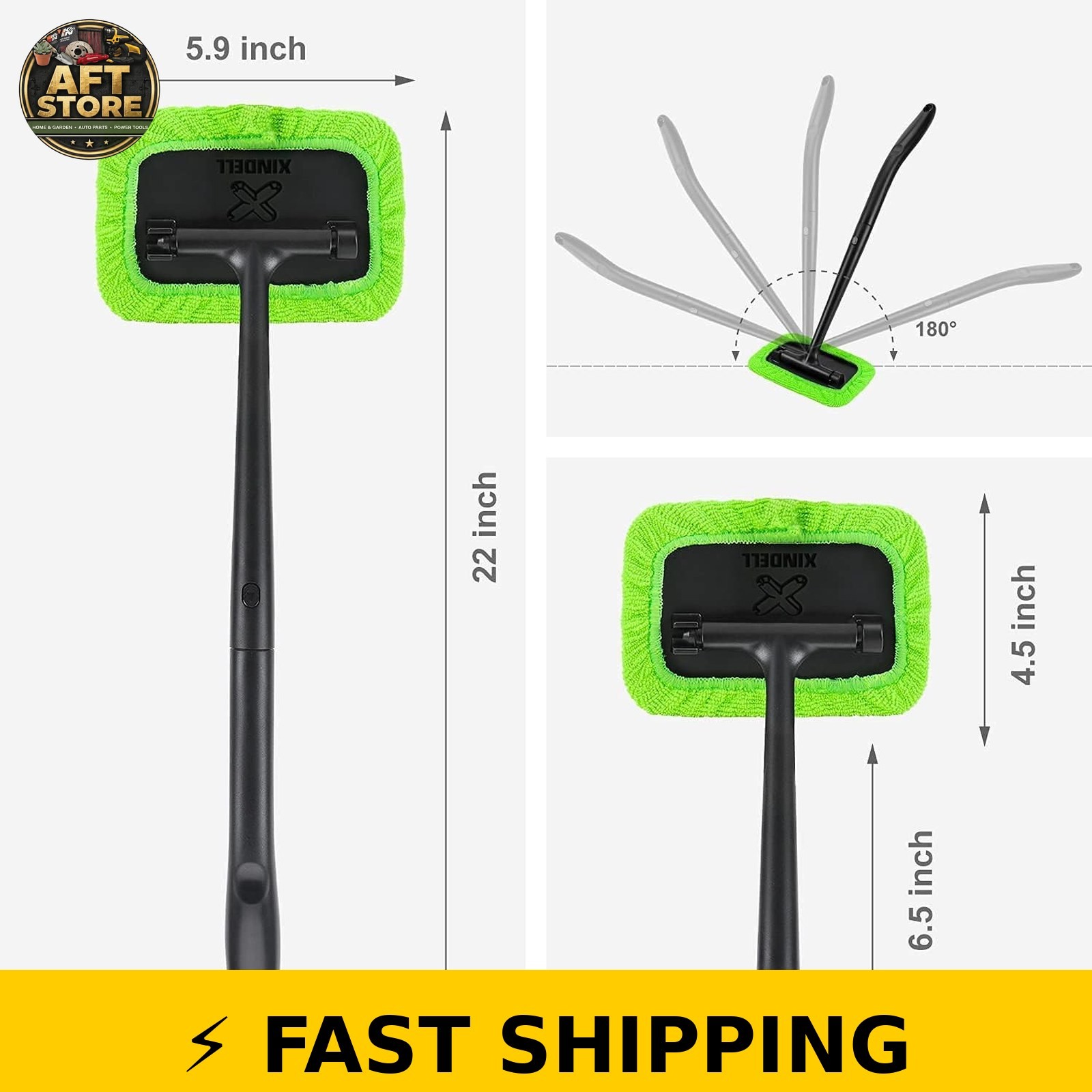 Xindell Windshield Cleaner Tool with 22″ Handle & Microfiber Pads
