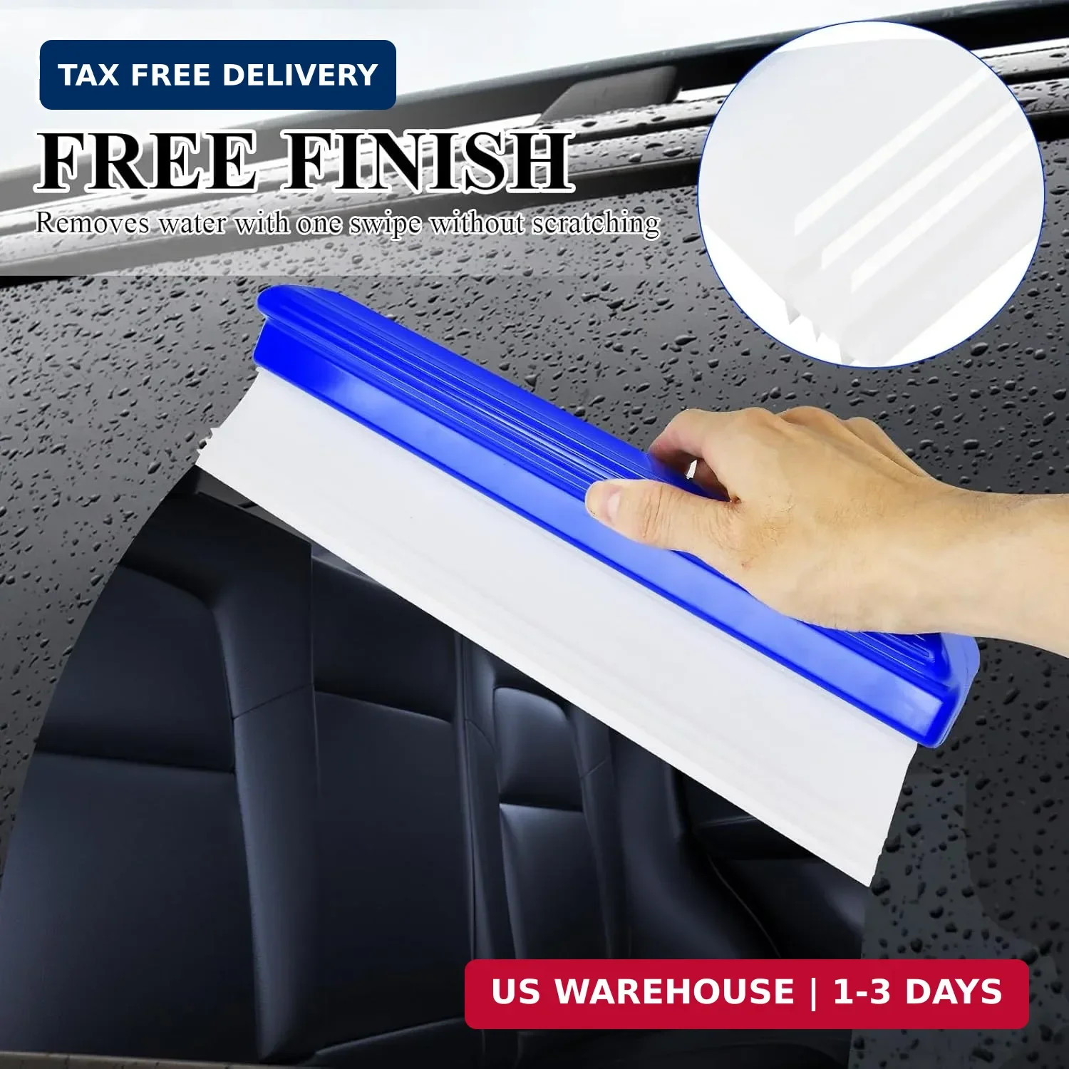 Supkiir 4 Pack 12″ Silicone Car Drying Squeegee, 3-Layer T-Bar Water Blade Profe