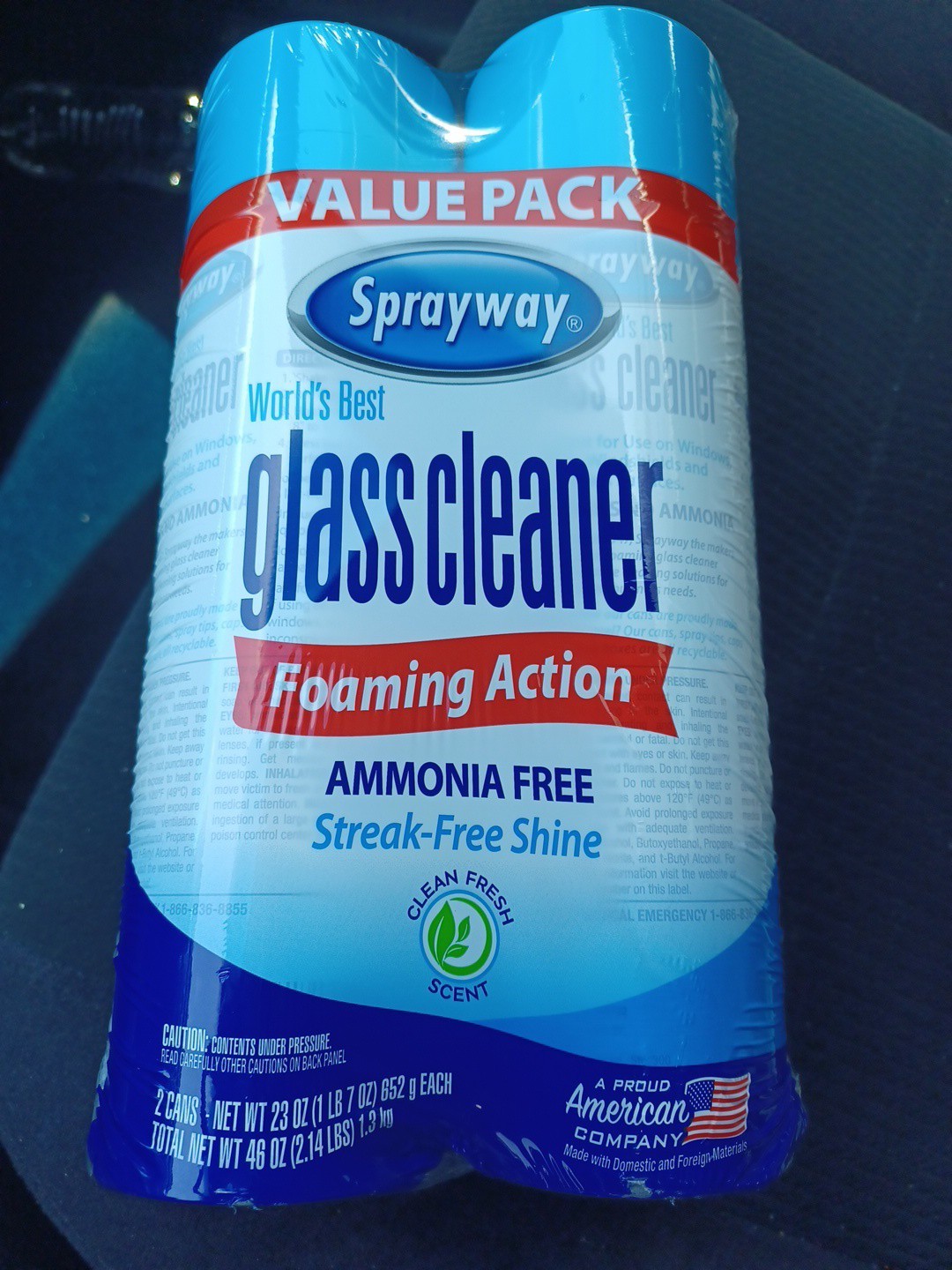 Sprayway Glass Cleaner Foaming Aerosol Spray 19oz 2 Pack Streak Free Shine