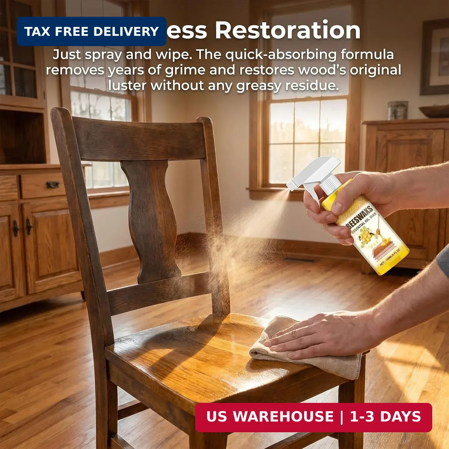 Natural Beeswax Spray, Beeswaxs Essential Oil Wax, Multi-Purpose Furniture Beesw