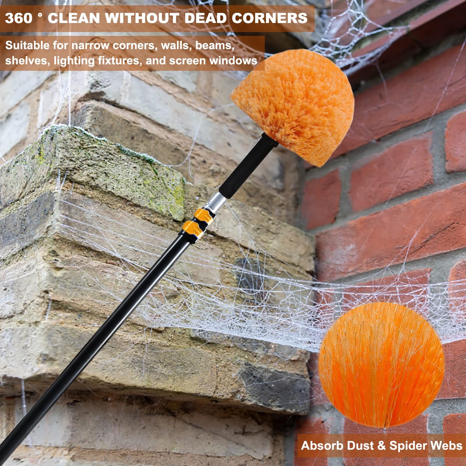 2 Pack Twist-On Cobweb Duster Head Brush – High Efficiency Spider Brush with …