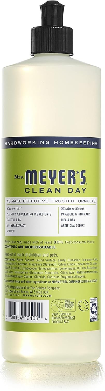 Mrs. Meyer’s Clean Day Lemon Verbena Liquid Dish Soap Cruelty Free
