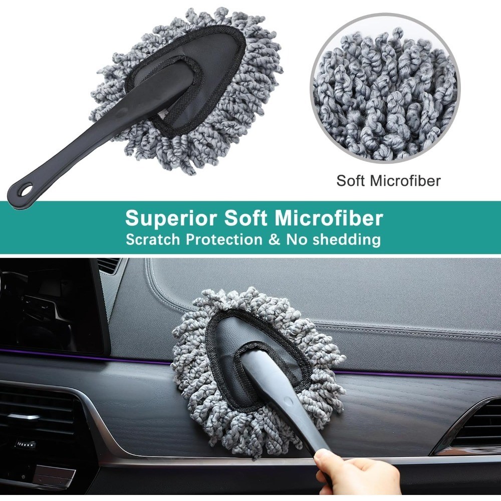 2 Pack Super Soft Microfiber Duster Brush for Car Dashboard Cleaning Home