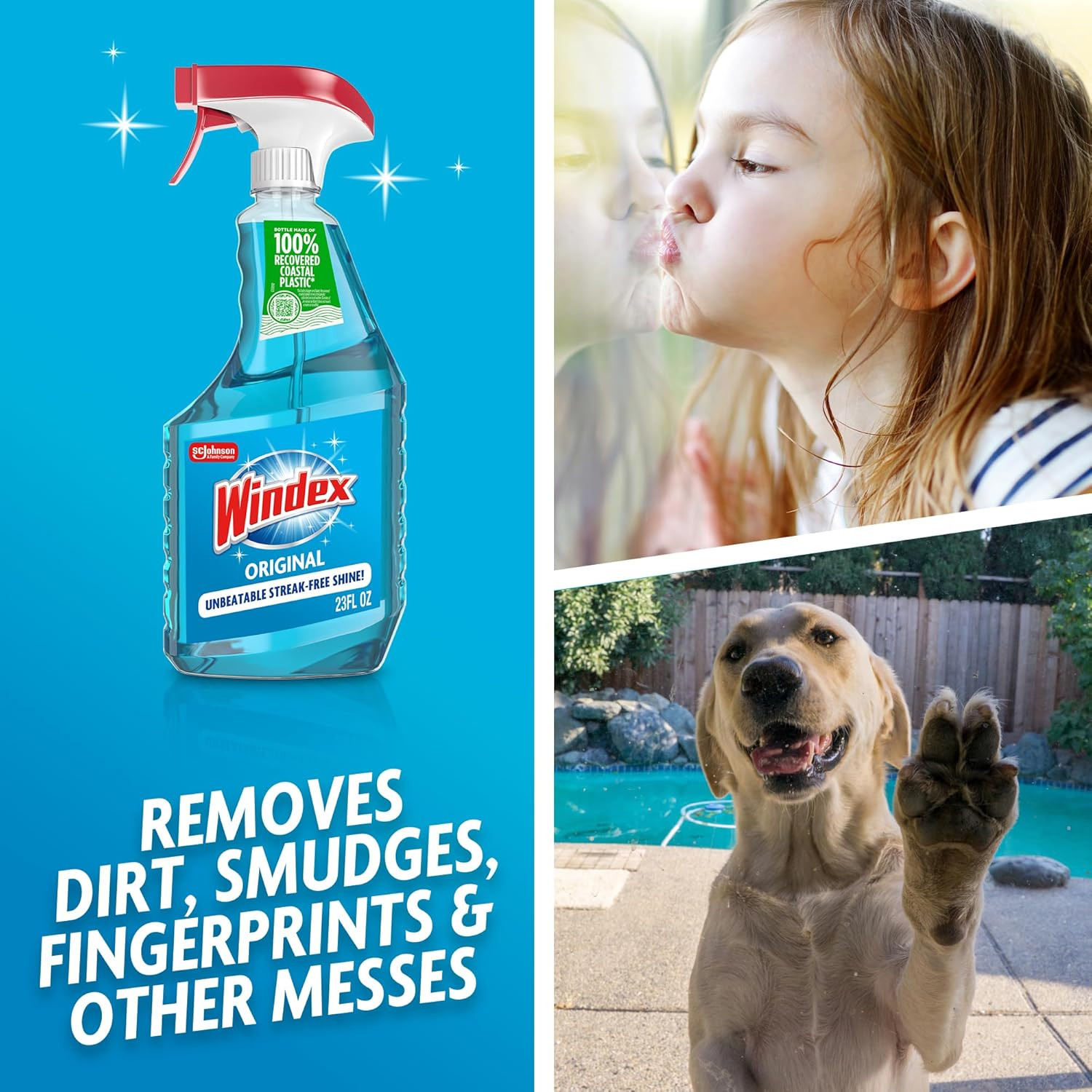 Windex Glass and Window Cleaner Spray Bottle, Packaging Designed to Prevent Leak