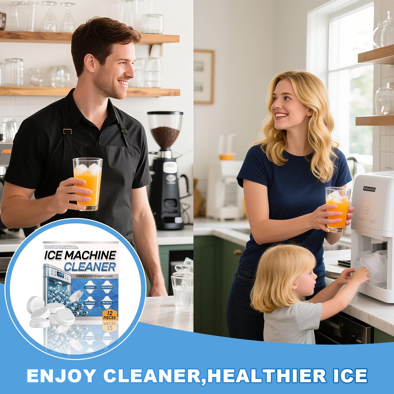 Ice Machine Cleaner and Descaler Tablets, 24/36 Clean Tablets Compatible with…