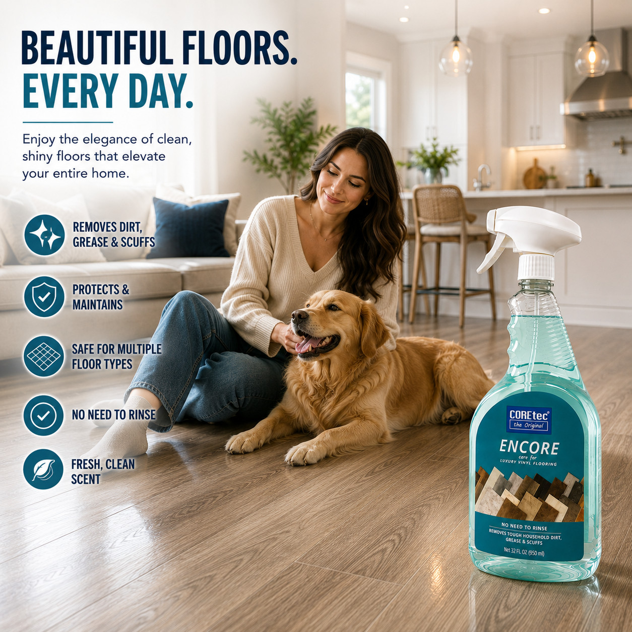 COREtec Encore 32oz Floor Cleaner 4 Pack Luxury Vinyl Hardwood Laminate