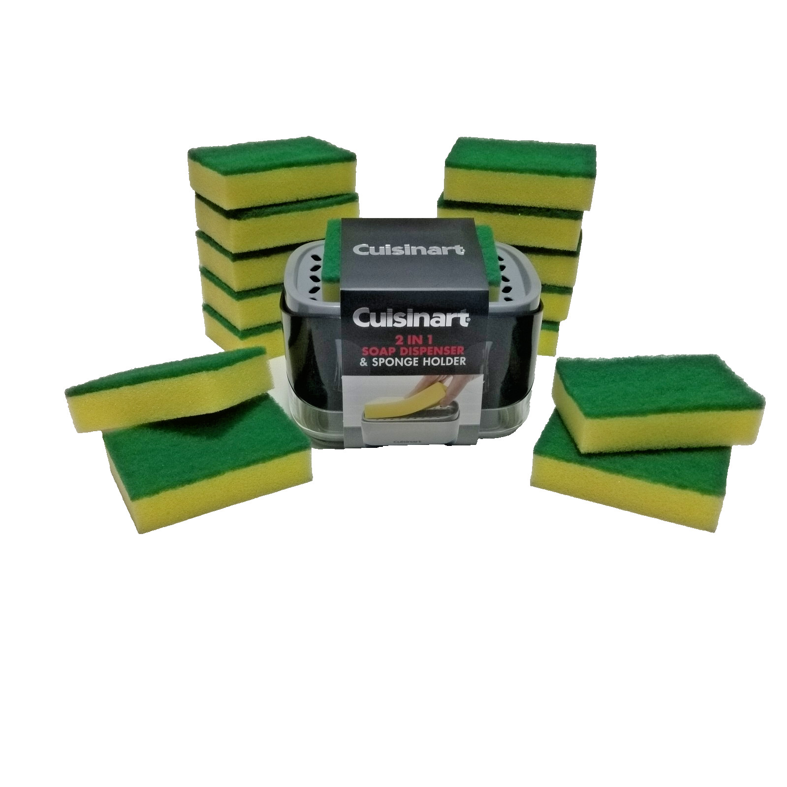 Cuisinart 2 in one soap dispenser and sponge holder includes 15 Scrub Sponges