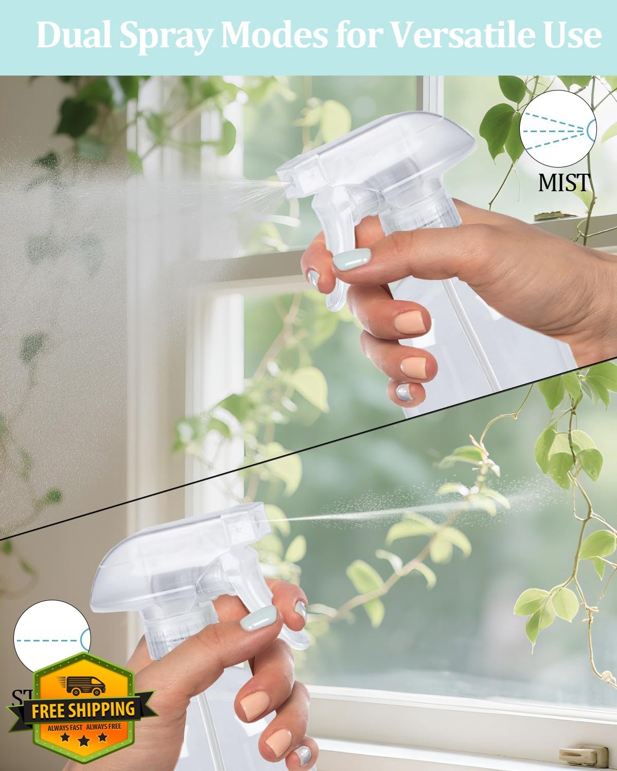 TERESRY 8 Pack 360° Spray Nozzles for 8oz 16oz Bottles Mist