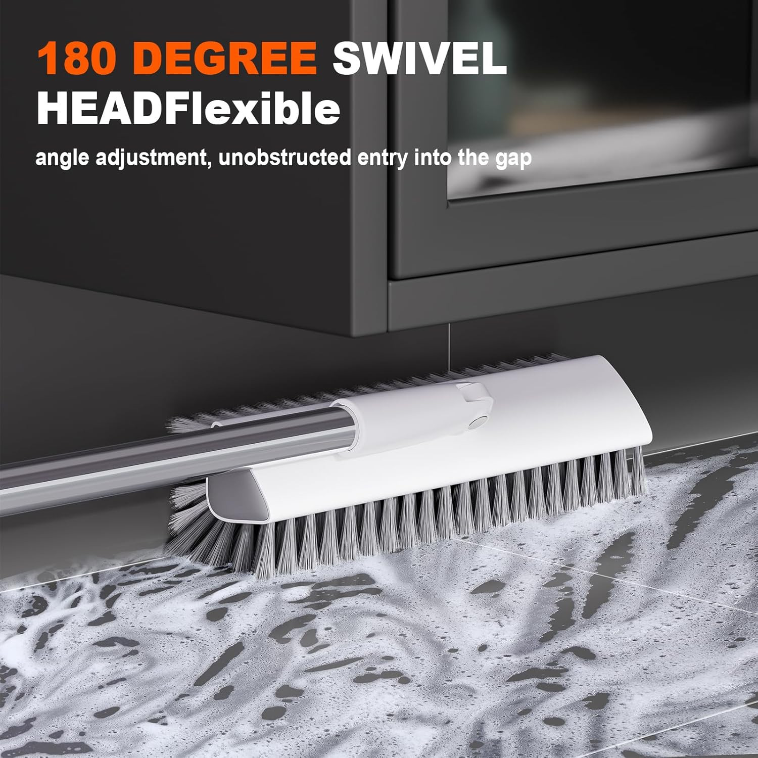 Floor Scrub Brush with Long Handle, Heavy-Duty Tile and Shower Grout Brush