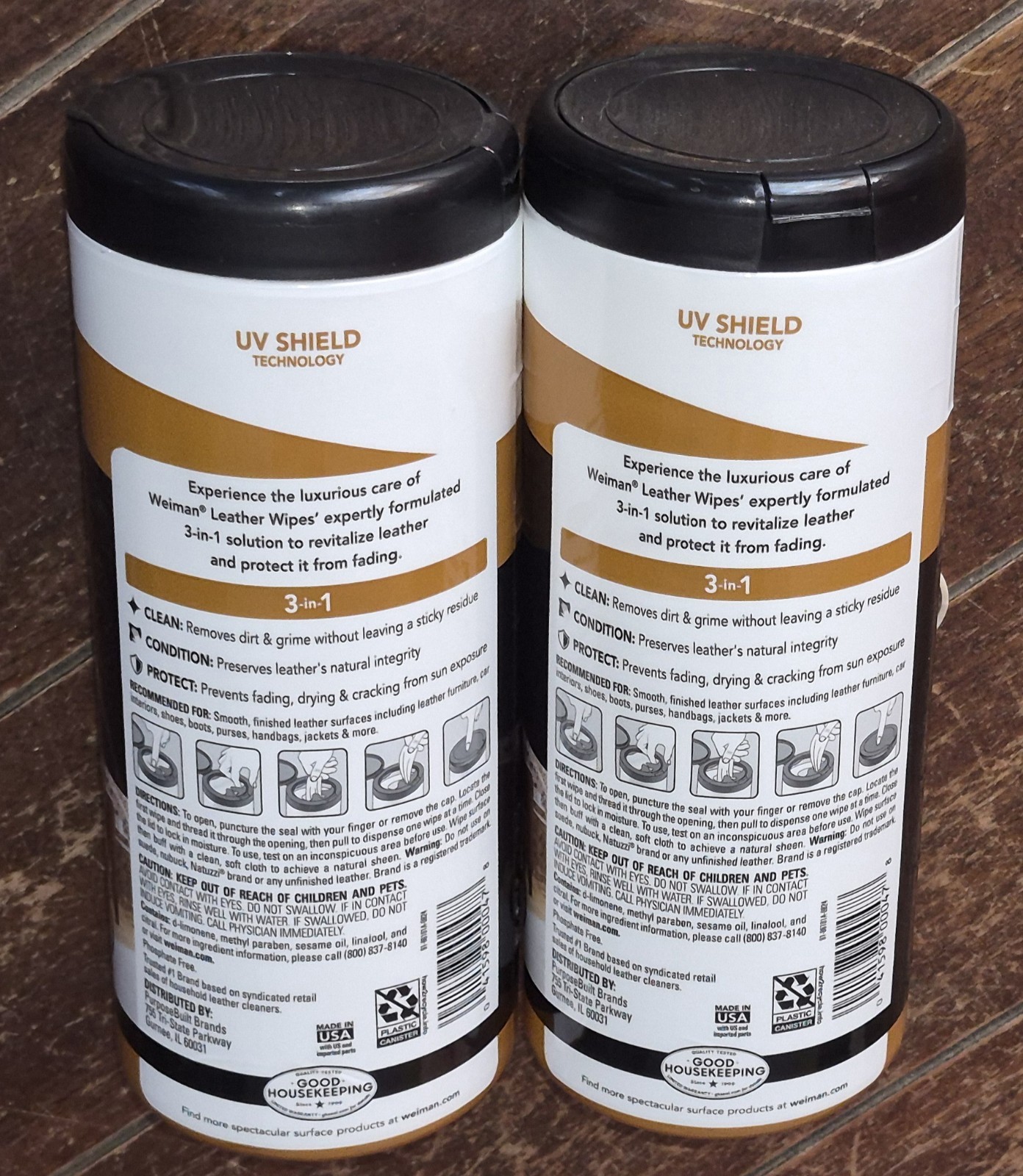 Lot of 2 Weiman LEATHER 3-in-1 Wipes ☆30 – 7″ x 8″ Wipes Per Package☆