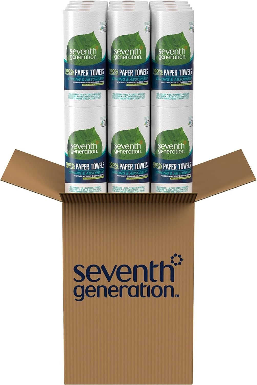 Seventh Generation Paper Towels, 100% Recycled Paper, 2-ply, 24 Rolls (Packagi
