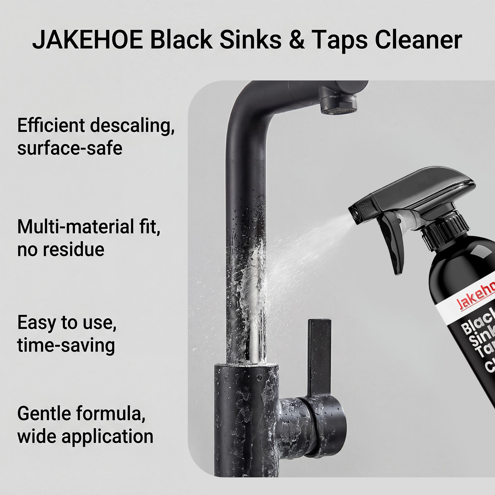 Black Sink and Tap Cleaner Spray,Water Stain Limescale Remover for Black Faucets