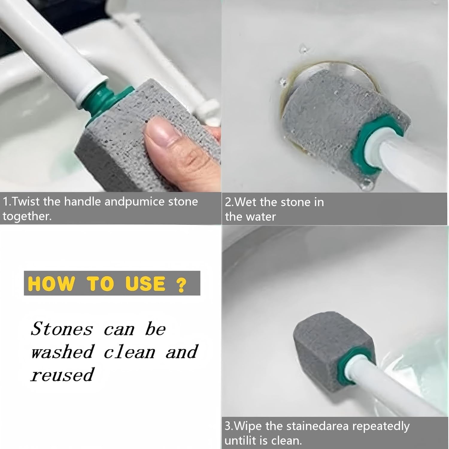 6 Pack Pumice Cleaning Stones with Handle Scouring Pumice Stone Set, Pumice