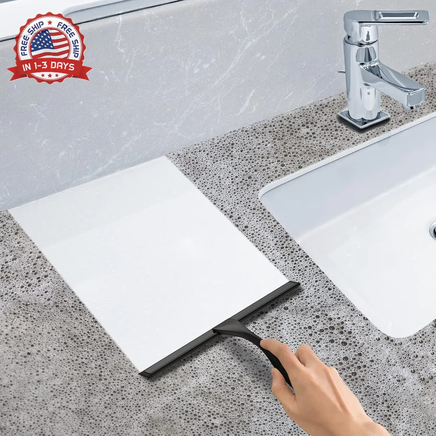 All-Purpose Stainless Steel Shower Squeegee for Shower Glass Door with Adhesive