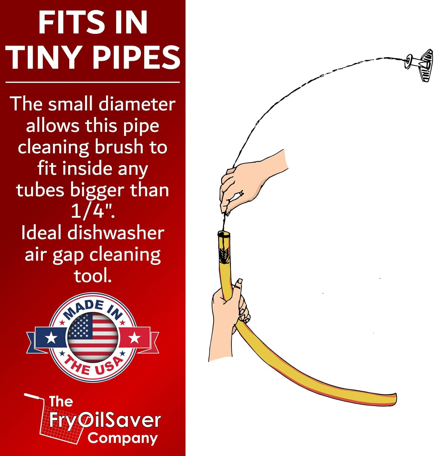 48″ Air-Gap Drain Brush – Flexible Dishwasher and Sink Cleaner Tool for Home and