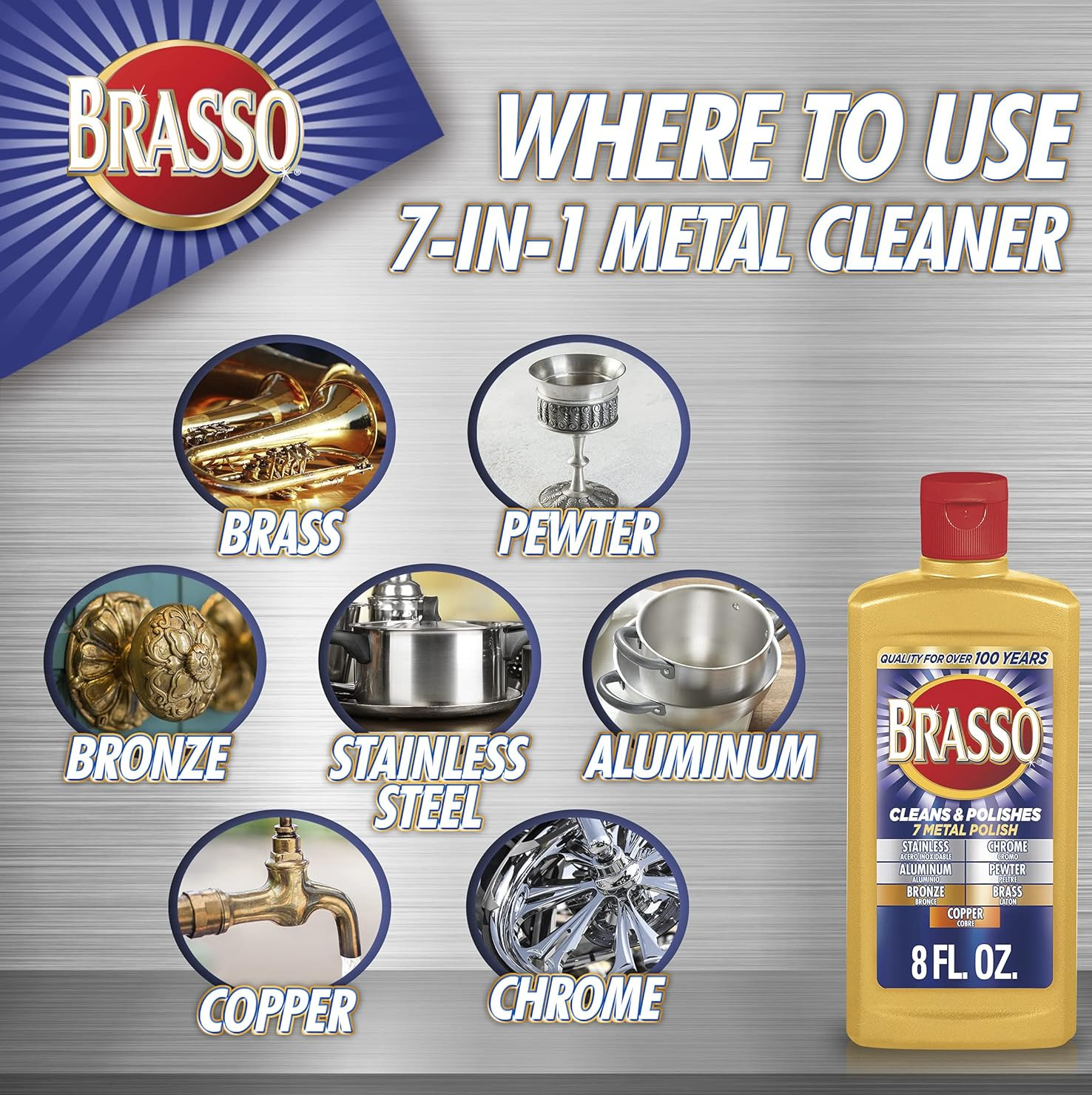 NEW Brasso-2660089334 Multi-Purpose Metal Polish, 8 oz(FAST SHIPPING)