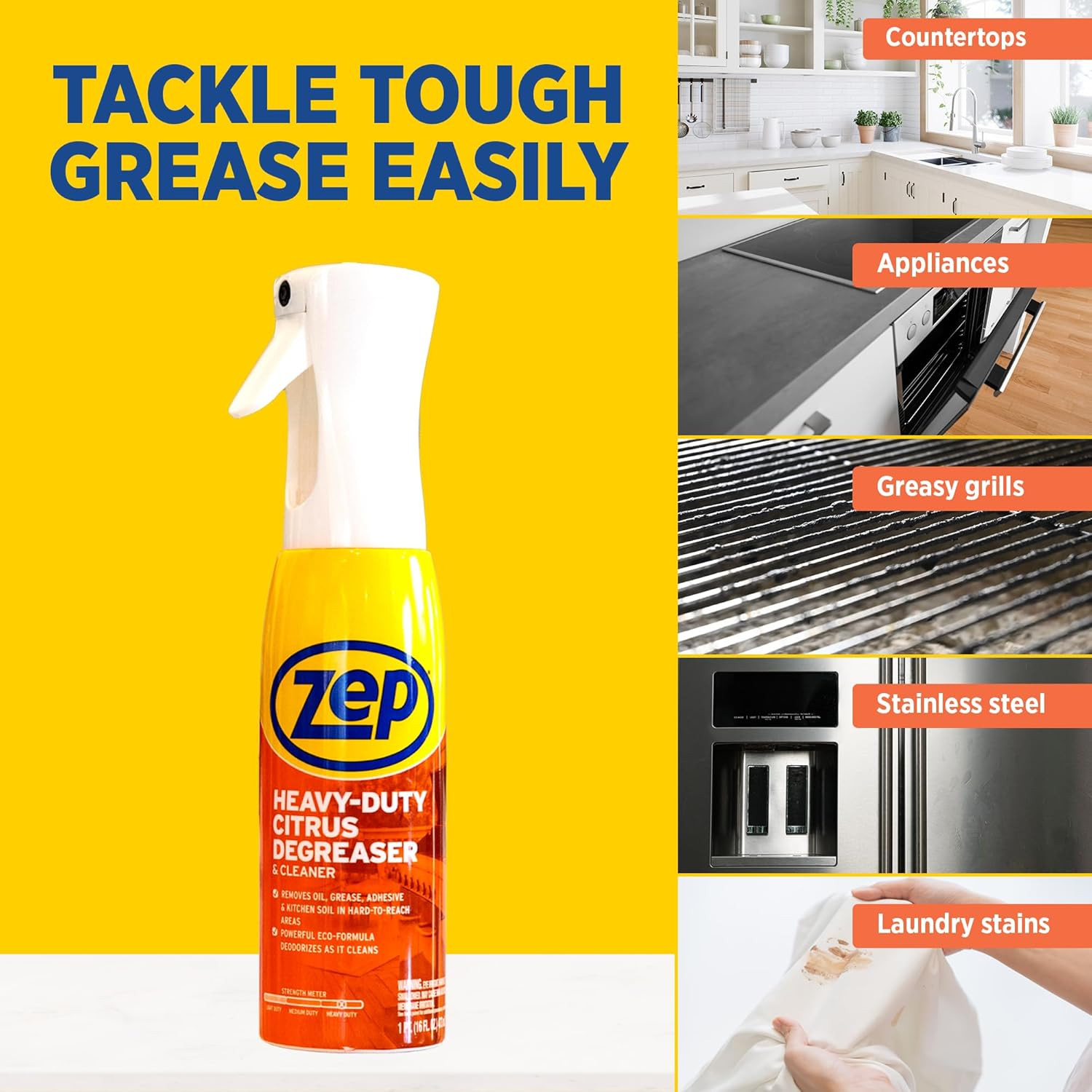 Zep ZUCIT20 Heavy Duty Citrus Degreaser & Cleaner Mist for Oil & Grease, 16 oz