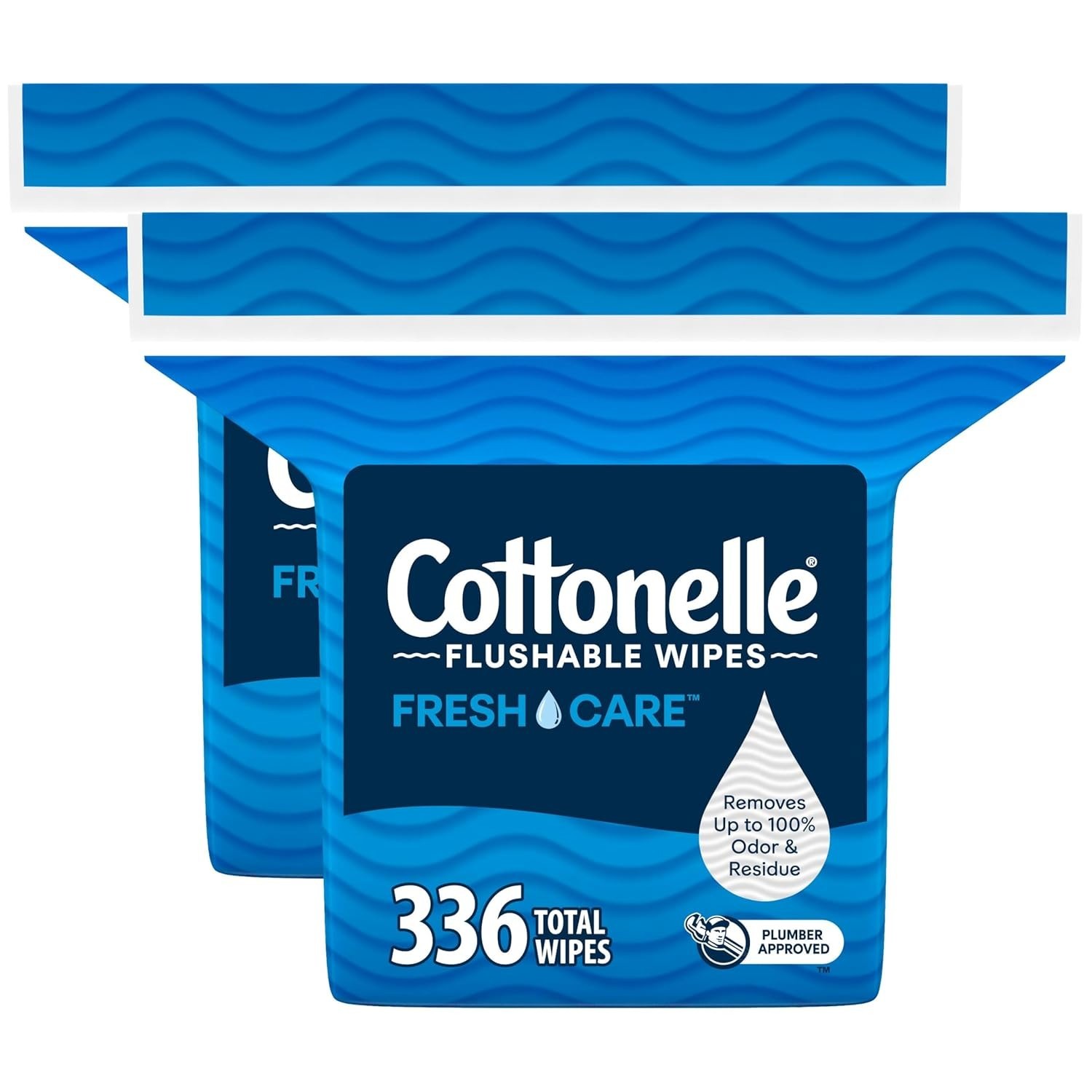 336 Count Cottonelle Adult Flushable Wipes, 2 Refill Packs – Odor Eliminating