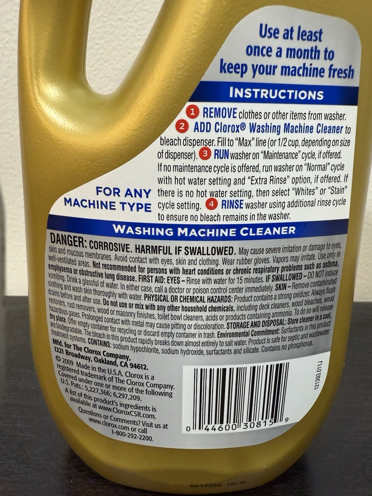 CLOROX WASHING MACHINE HE CLEANER 30 FL OZ