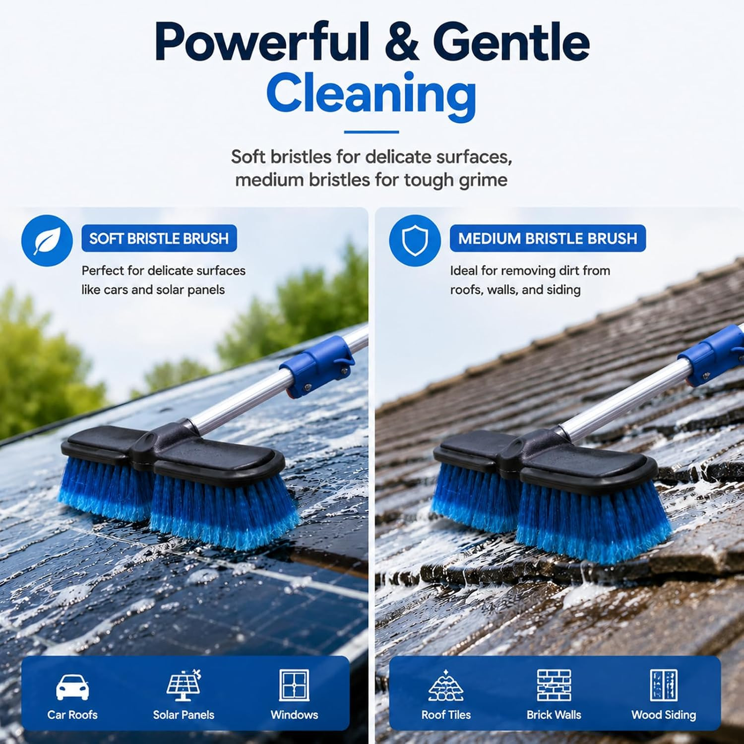 28 FT Exterior House Cleaning Brush Set with 6-21 Foot Telescoping Extension Pol