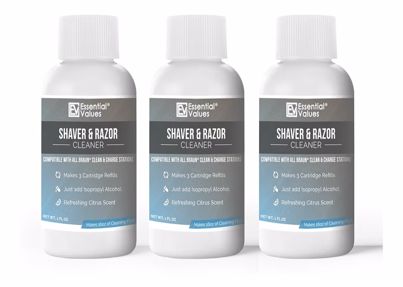 Essential Values Shaver & Razor Cleaner Citrus Scent 6 Pack Makes 6 Refills