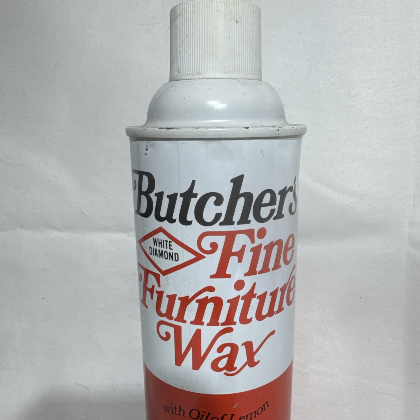 VTG DISCNTD WHITE DIAMOND BUTCHERS FINE FURNITURE WAX WITH OIL OF LEMON 18oz NOS