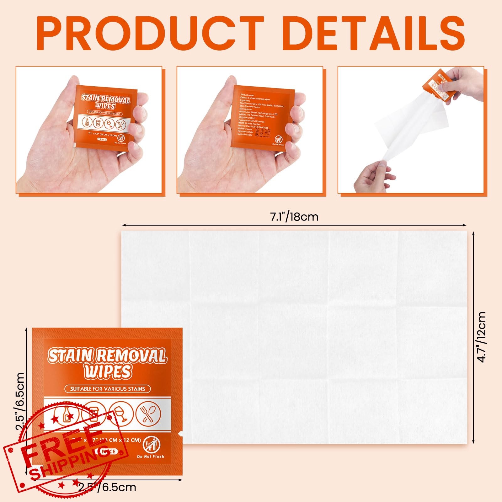 RSQAZQ Orange Stain Remover Wipes (100)