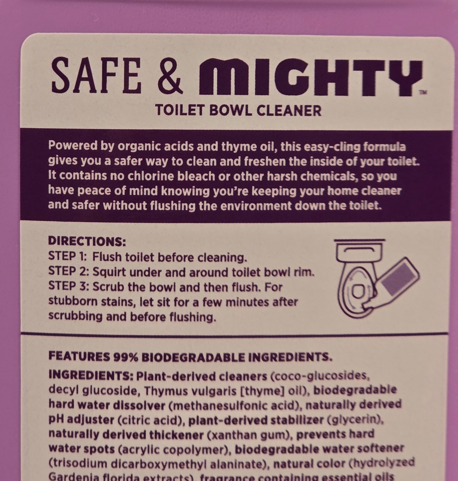 Ecosense Safe & Mighty Toilet Bowl Cleaner 99% Biodegradable Ingredients-18 FlOz