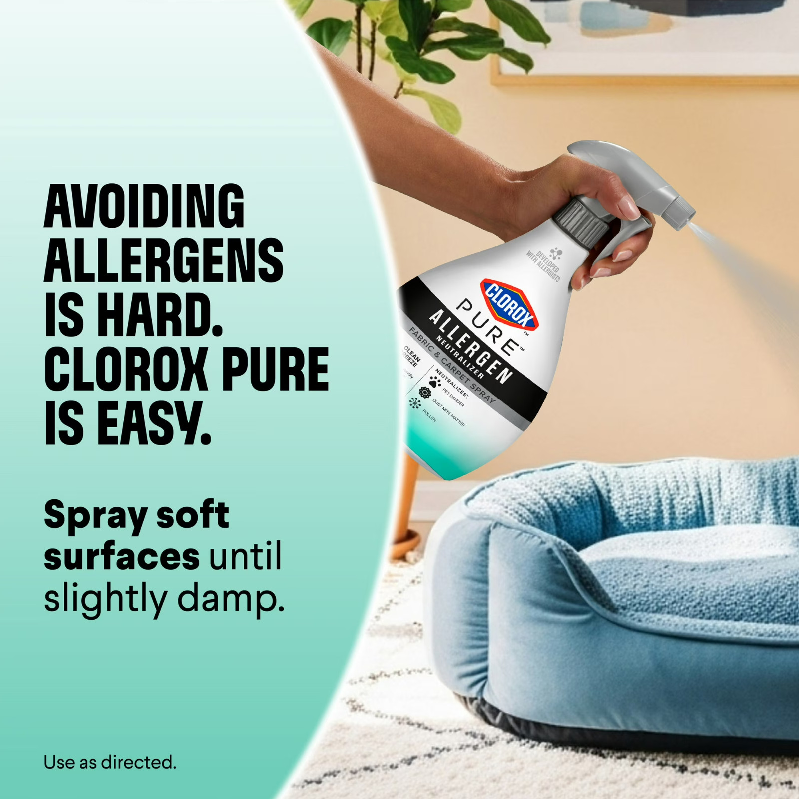 PURE Allergen Neutralizer Fabric and Carpet Spray, Clean Breeze, 26 Fluid Ounces