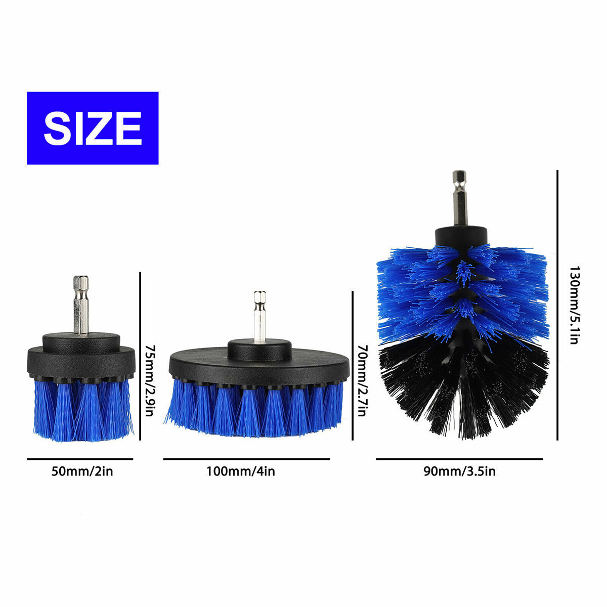3Pcs Power Scrubber Cleaning Car Tile Grout Shower Drill Brush Set Attachment