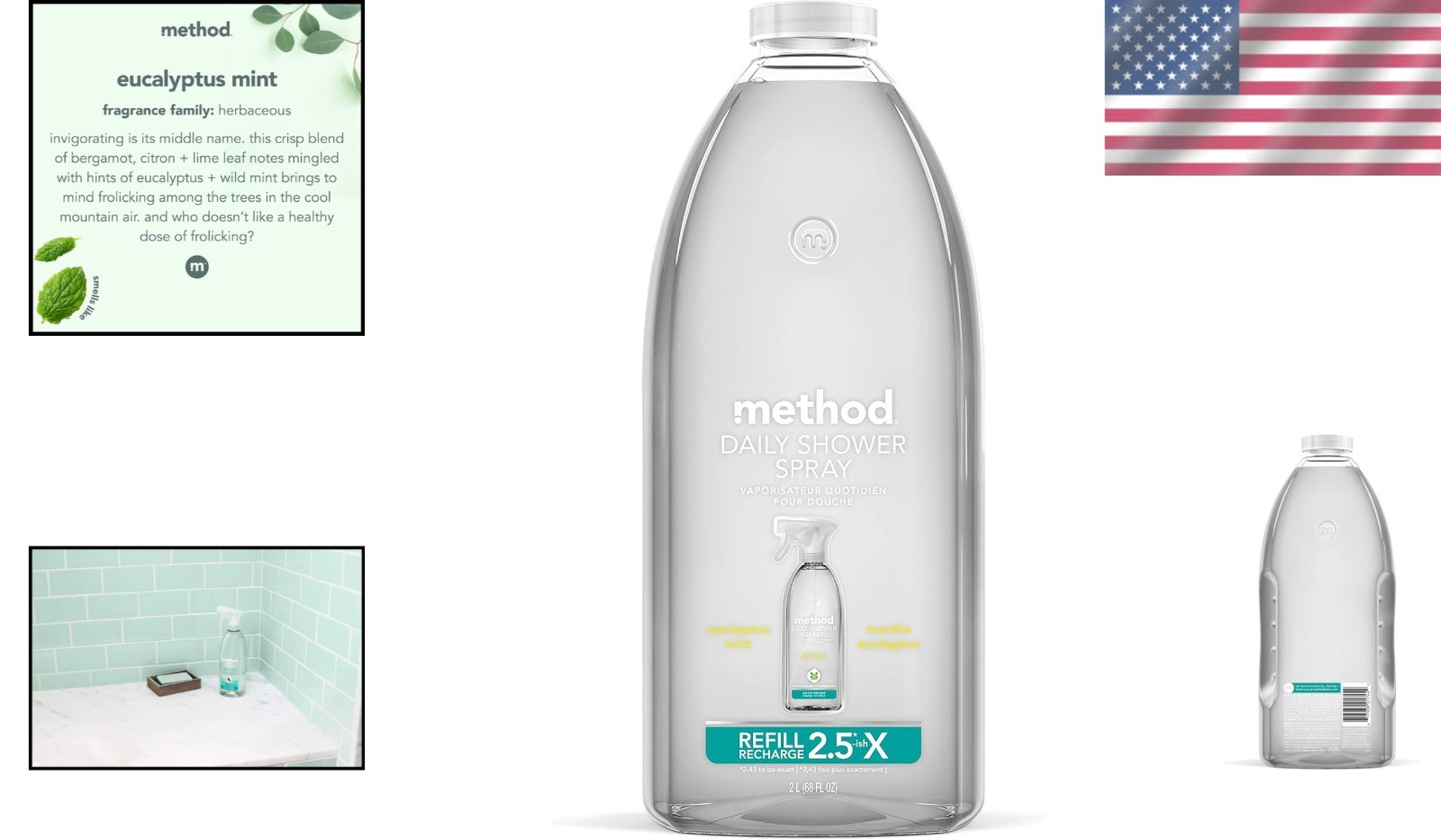 Biodegradable Shower Cleaner Refill in Eucalyptus Mint – 68 Oz No Rinse Formula