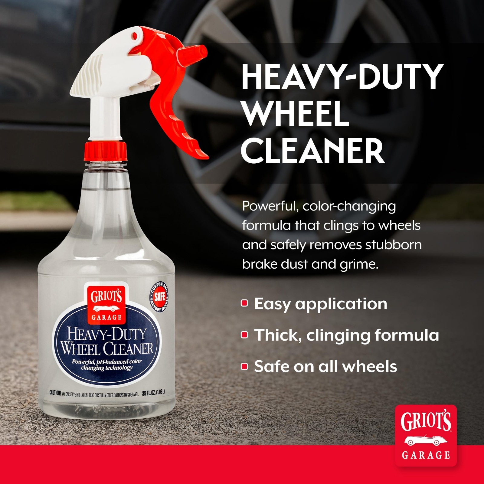 Heavy-Duty Wheel Cleaner for All Finishes – Removes Brake Dust & Grime, 35oz