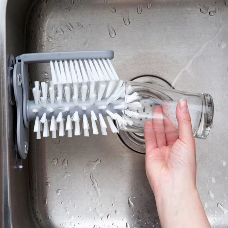 Cup Scrubber Glass Cleaner Lazy Bottles Brush Sink Kitchen Accessories 2 in 1 Dr
