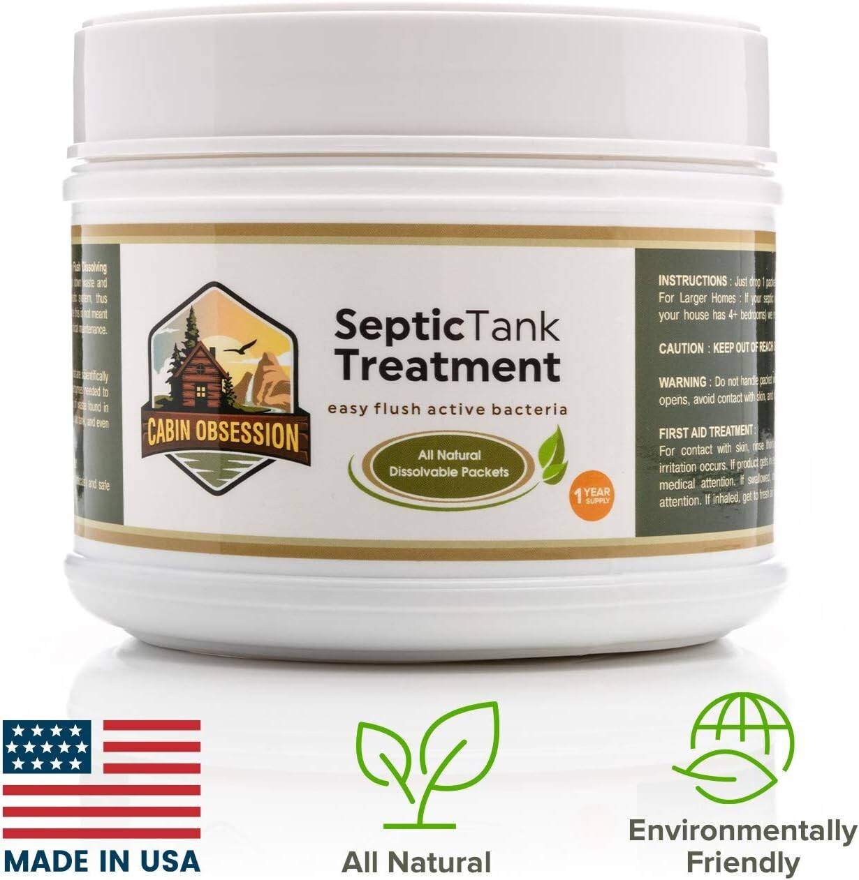 Septic Tank Treatment – 1 Year Supply of Dissolvable Easy Flush Live Bacteria…