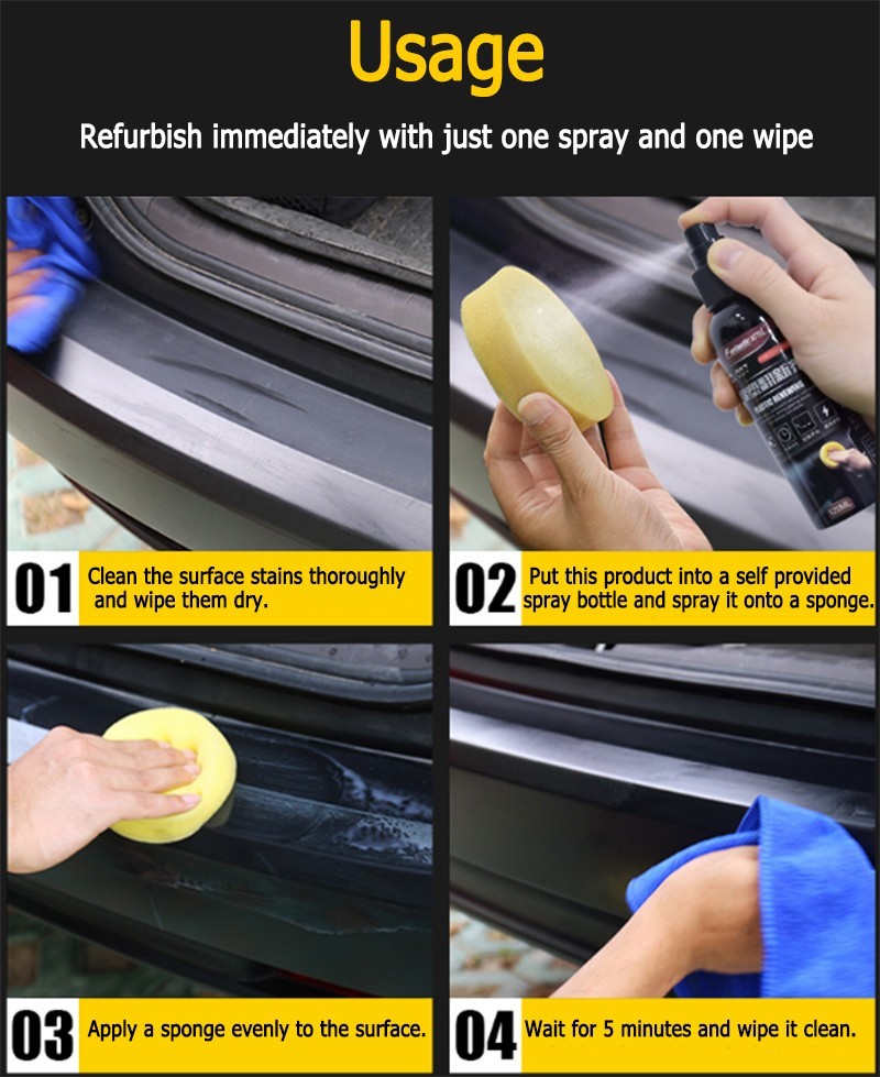 Car Plastic Restorer Spray 120ml Rubber & Trim Renewing Agent Black Restorer