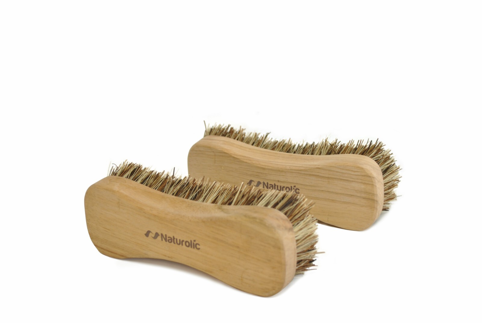 Naturolic All-Natural Wooden Scrub Brush Set | Palmyra Bristle Brush | Set of 2