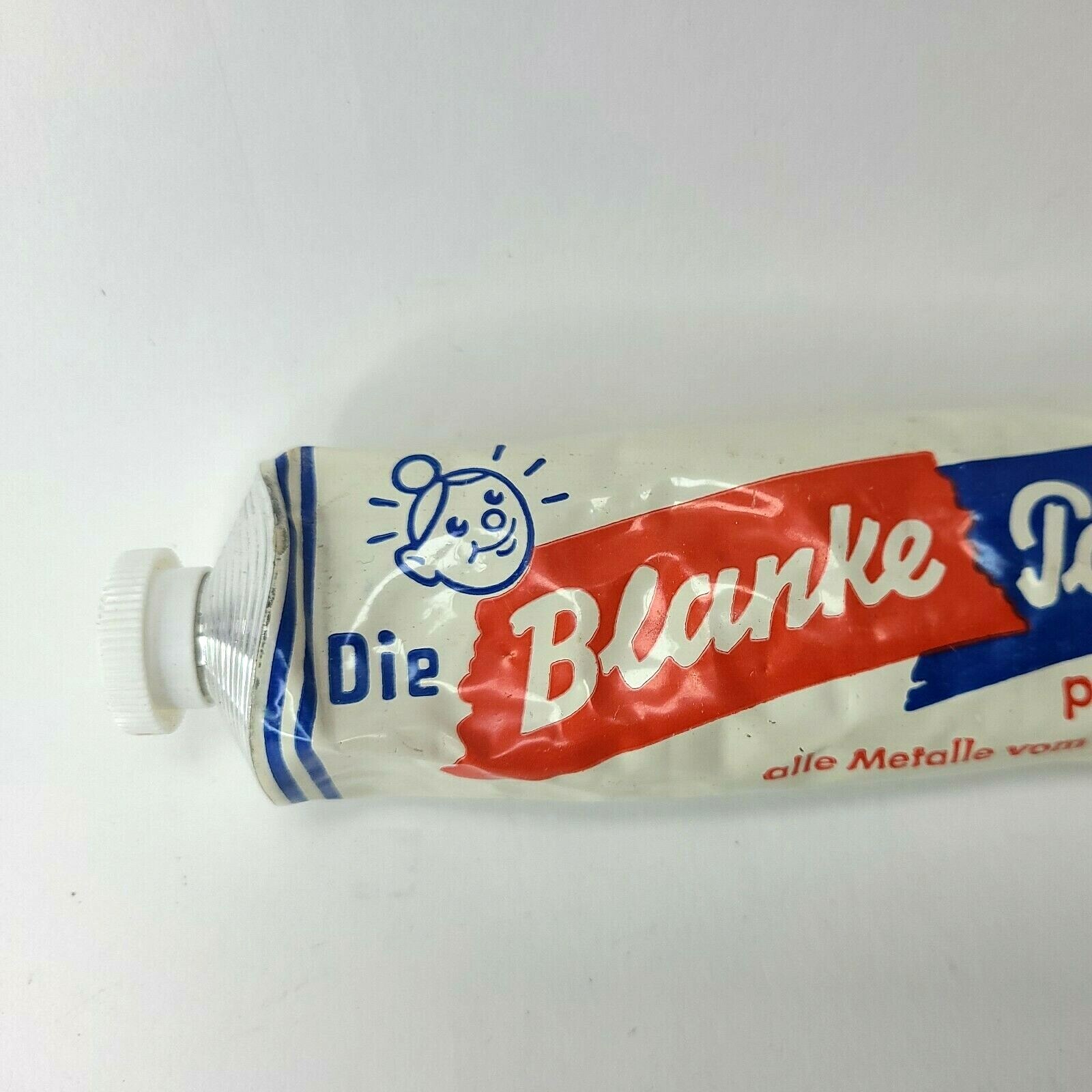 Vtg German Metal Polish Die Blanke Pauline All Metal Mid Century 7oz NOP Detaili