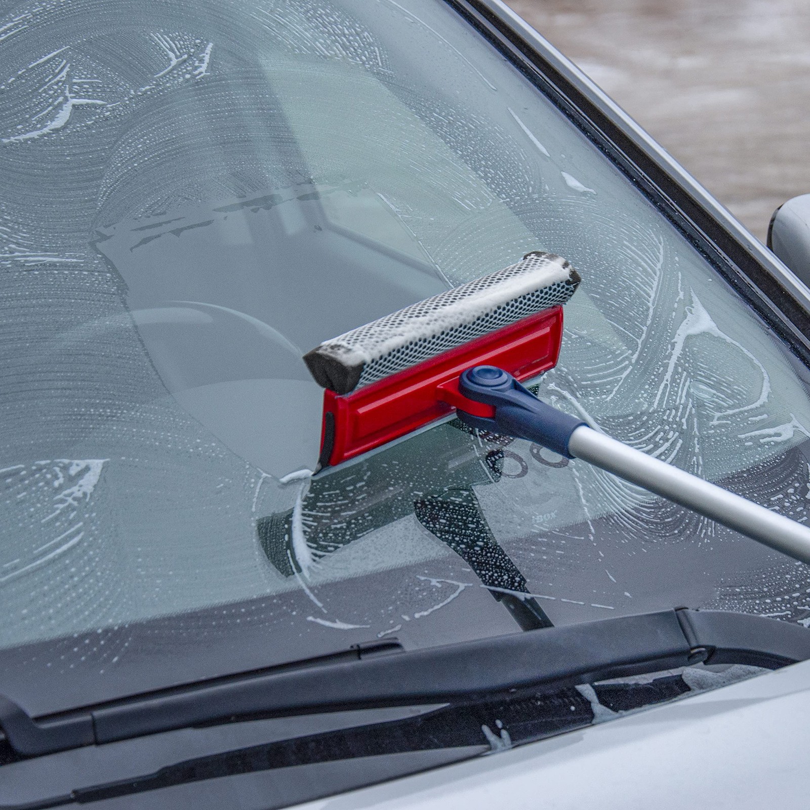 Professional Window Squeegee | 2-in-1 Window Cleaner Sponge and Soft Rubber S…