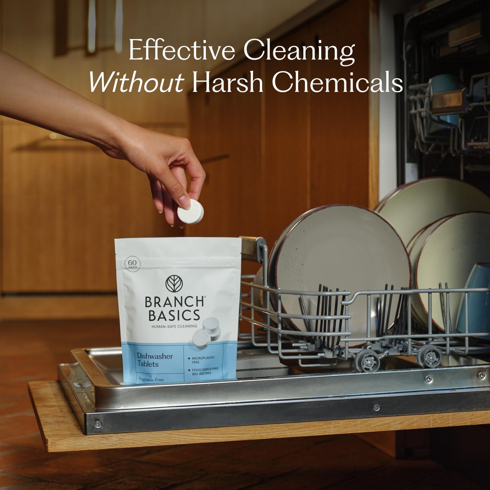 Eco-Friendly Dishwasher Tablets – 60 Count | Plastic-Free, Fragrance-Free, Safe