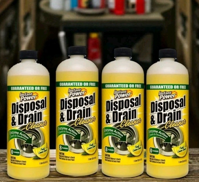 4 Bottles Instant Power Liquid Garbage Disposal & Drain Cleaner 1 L