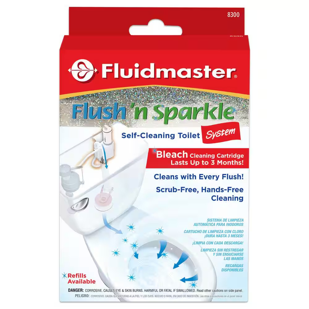 Fluidmaster 8300P8 Flush n Sparkle Automatic Bleach Toilet Bowl Cleaning System