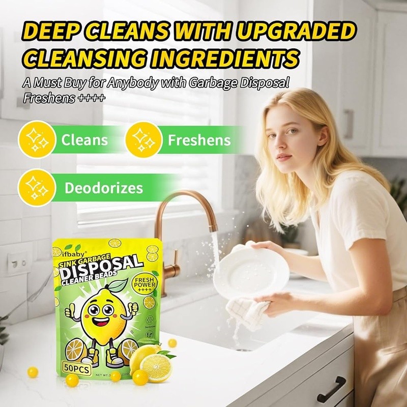 Garbage Disposal Cleaner Capsules Lemon Deodorizer Safe Natural Kitchen Sink New