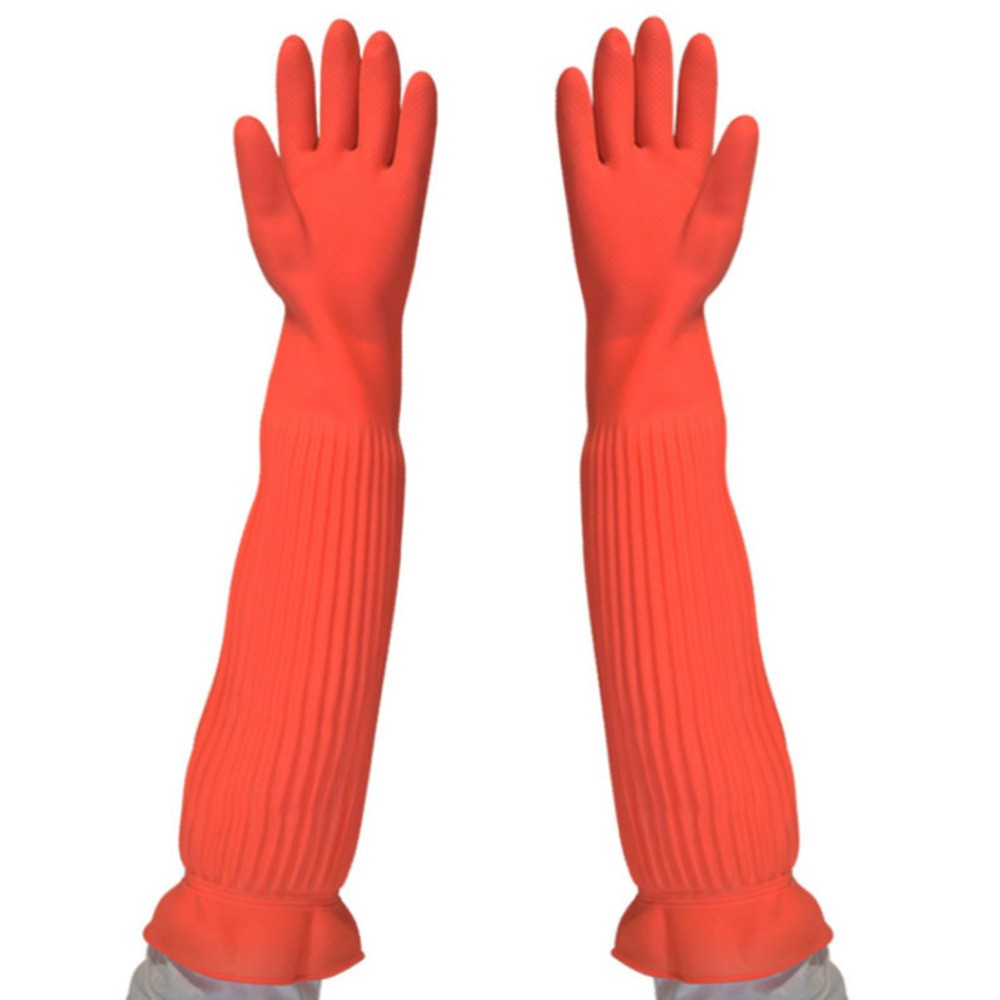 Washing Gloves in Red Latex for Kitchen Use with Durable Heat Resistant Design