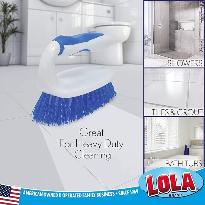 LOLA Iron Handle Scrubber – Countertop Scrub Brush, Heavy Duty Cleaner – 1 Count