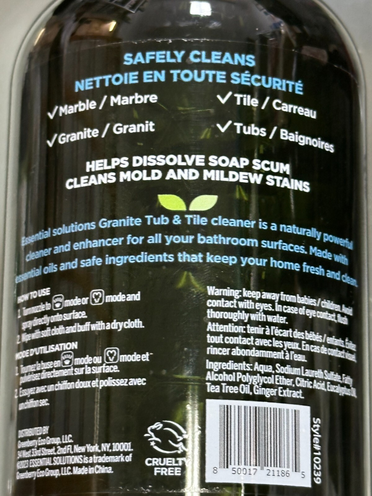 2-Pk~ ESSENTIAL SOLUTIONS Botanical GRANITE TUB TILE CLEANER Tea Tree Eucalyptus