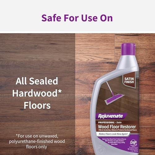 “Wood Floor Restorer – Fills Scratches, Shines & Protects – Matte Satin Finish,