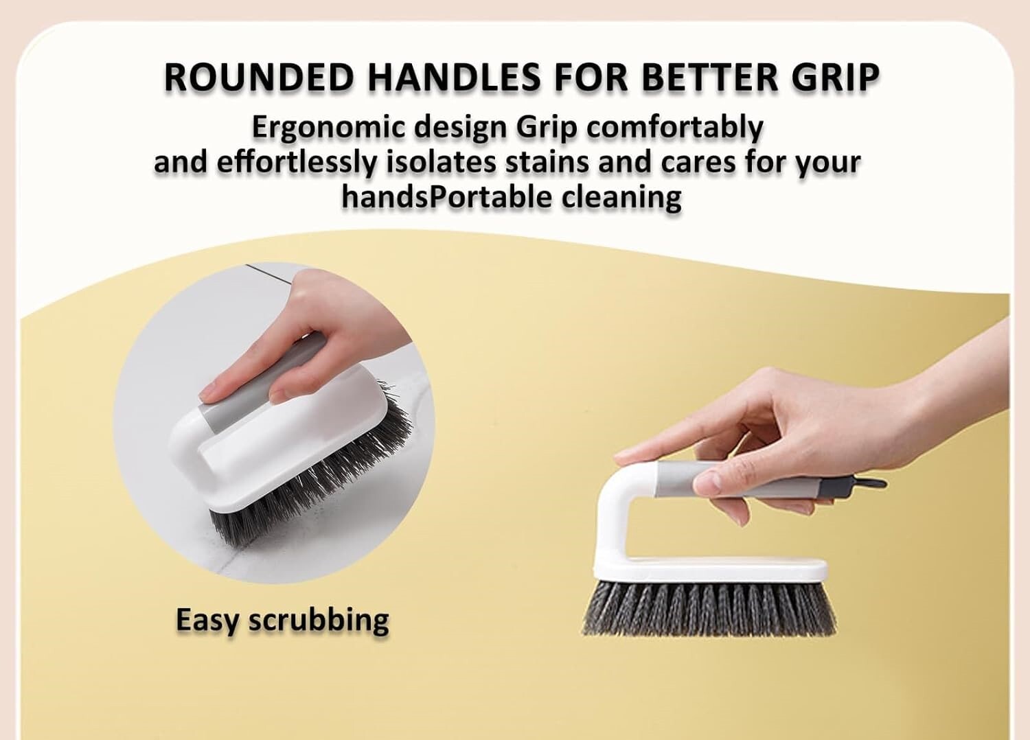 2Pcs Scrub Brush Heavy Duty Cleaning Scrubbing Brushes With Handle For Bathroom