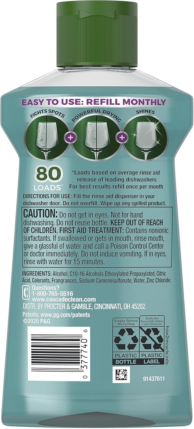Cascade Platinum Dishwasher Rinse Aid 8.45 fl oz (Packaging May Vary) Pack of 2